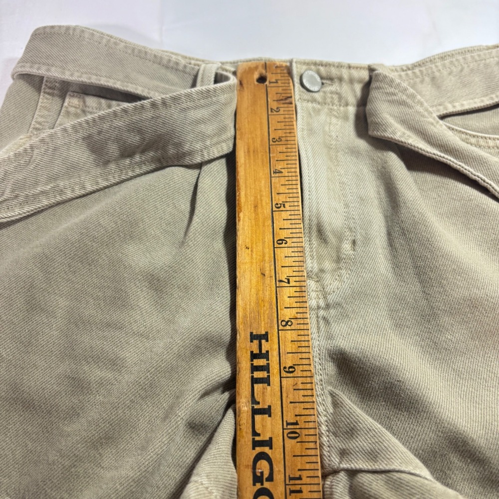 Banana Republic High Rise Belted Pleated Denim Shorts Khaki Tan Size 28 Women - Picture 5 of 7